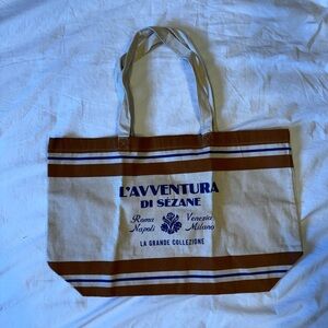 Sézane Striped Canvas Tote Bag